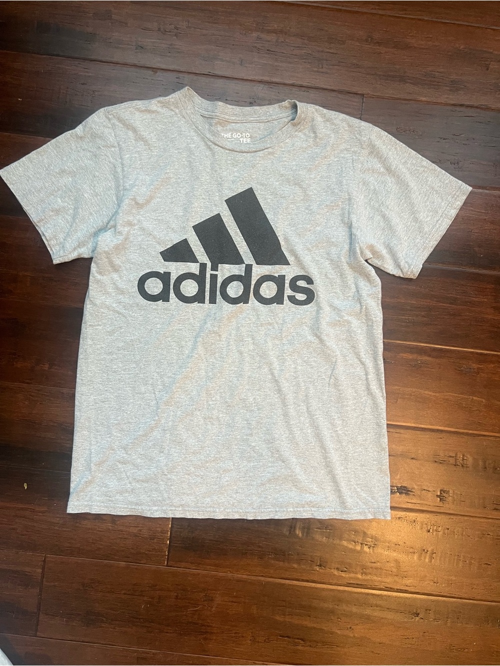 adidas Youth Light Gray Tee with Black Logo